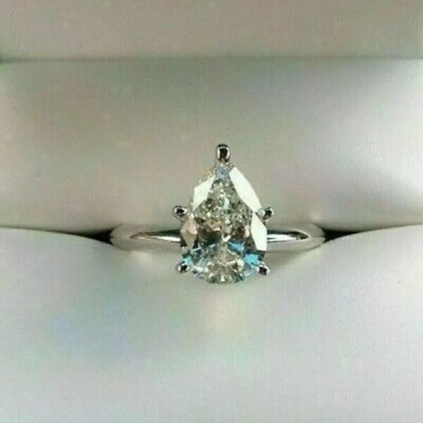2 ct Pear Cut Lab Grown Diamond Solitaire Ring