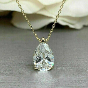 2.50 ct Pear Cut Lab Grown Diamond Pendant with Chain - Image 7