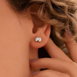 2 ct Marquise & Emerald Cut Lab Grown Diamond Toi et Moi Earrings - Image 9