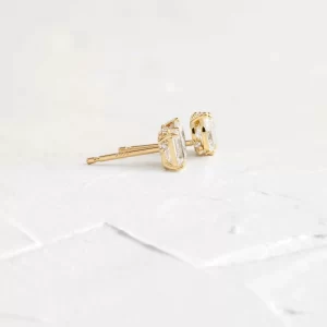 2 ct Marquise & Emerald Cut Lab Grown Diamond Toi et Moi Earrings - Image 6