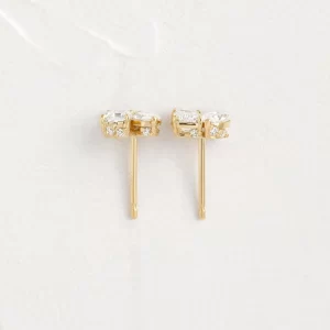 2 ct Marquise & Emerald Cut Lab Grown Diamond Toi et Moi Earrings - Image 4