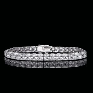 11 ct Princess Cut Lab Grown Diamond Men's Tennis Bracelet