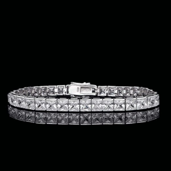 11 ct Princess Cut Lab Grown Diamond Men's Tennis Bracelet