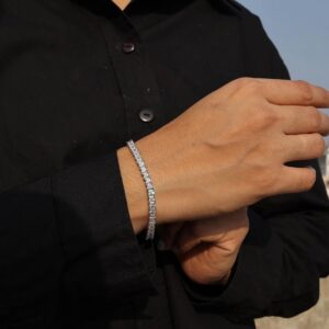 8 ct Princess Cut Lab Grown Diamond Unisex Tennis Bracelet - Image 2