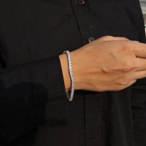 8 ct Princess Cut Lab Grown Diamond Unisex Tennis Bracelet - Image 3