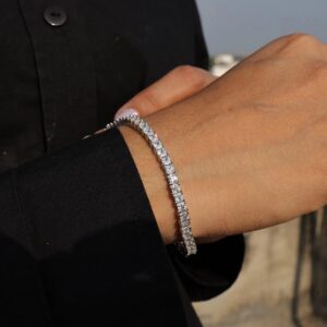 8 ct Princess Cut Lab Grown Diamond Unisex Tennis Bracelet - Image 4