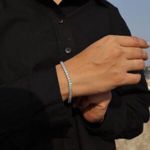8 ct Princess Cut Lab Grown Diamond Unisex Tennis Bracelet - Image 5