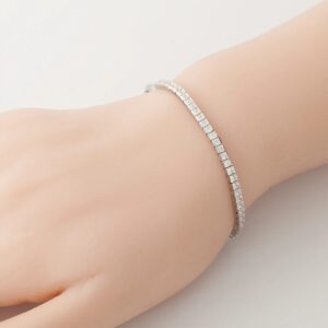 7 ct Princess Cut Lab Grown Diamond Unisex Tennis Bracelet - Image 3