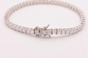 10 ct Princess Cut Lab Grown Diamond Men's Tennis Bracelet - Image 3