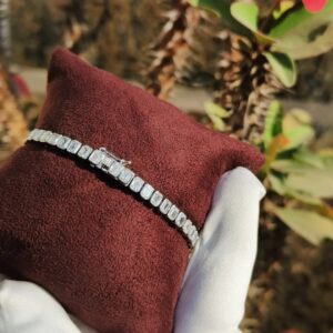 15 ct Emerald Cut Lab Grown Diamond Men's Tennis Bracelet