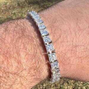 12 ct Princess Cut Lab Grown Diamond Men's Tennis Bracelet - Image 7