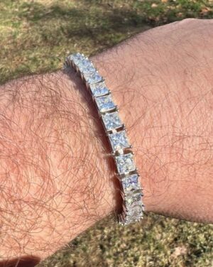 12 ct Princess Cut Lab Grown Diamond Men's Tennis Bracelet - Image 7