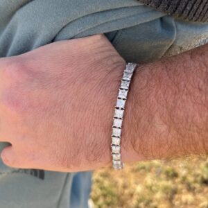 12 ct Princess Cut Lab Grown Diamond Men's Tennis Bracelet - Image 8