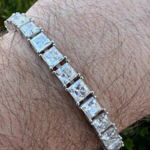 12 ct Princess Cut Lab Grown Diamond Men's Tennis Bracelet