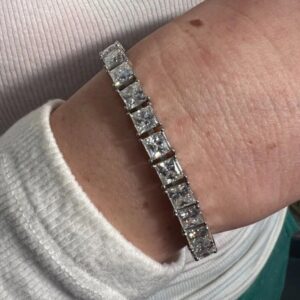 12 ct Princess Cut Lab Grown Diamond Men's Tennis Bracelet - Image 3