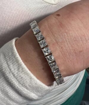 12 ct Princess Cut Lab Grown Diamond Men's Tennis Bracelet - Image 3
