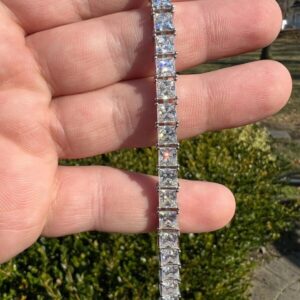 12 ct Princess Cut Lab Grown Diamond Men's Tennis Bracelet - Image 4