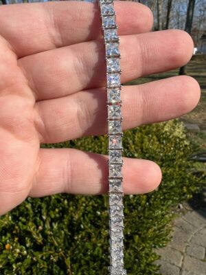 12 ct Princess Cut Lab Grown Diamond Men's Tennis Bracelet - Image 4