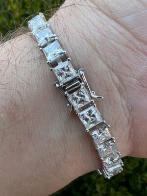 12 ct Princess Cut Lab Grown Diamond Men's Tennis Bracelet - Image 5