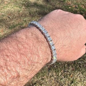 12 ct Princess Cut Lab Grown Diamond Men's Tennis Bracelet - Image 6