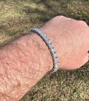 12 ct Princess Cut Lab Grown Diamond Men's Tennis Bracelet - Image 6