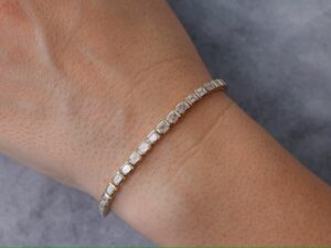 10 ct Emerald Cut Lab Grown Diamond Men's Tennis Bracelet