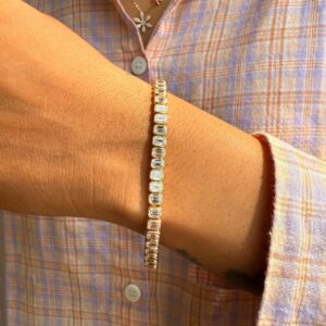15 ct Emerald Cut Lab Grown Diamond Men's Tennis Bracelet - Image 5