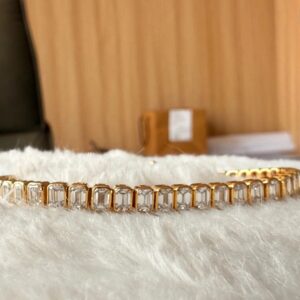 15 ct Emerald Cut Lab Grown Diamond Men's Tennis Bracelet - Image 6
