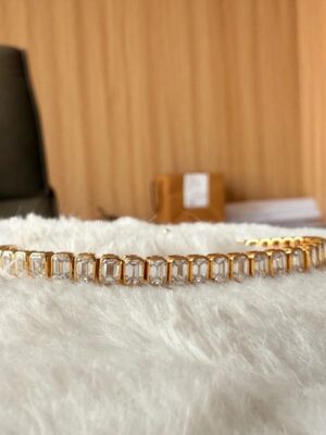 15 ct Emerald Cut Lab Grown Diamond Men's Tennis Bracelet - Image 6