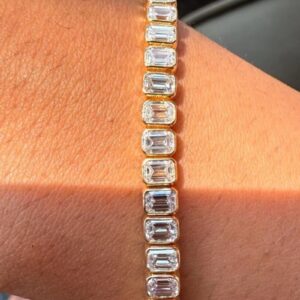 15 ct Emerald Cut Lab Grown Diamond Men's Tennis Bracelet