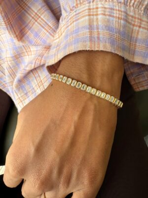 15 ct Emerald Cut Lab Grown Diamond Men's Tennis Bracelet - Image 2
