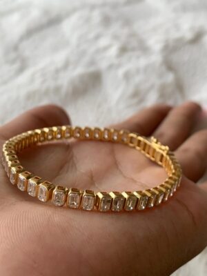 15 ct Emerald Cut Lab Grown Diamond Men's Tennis Bracelet - Image 3