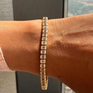 15 ct Emerald Cut Lab Grown Diamond Men's Tennis Bracelet - Image 4