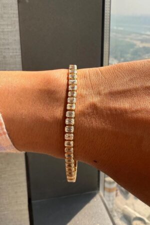 15 ct Emerald Cut Lab Grown Diamond Men's Tennis Bracelet - Image 4