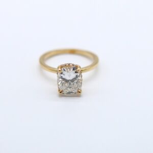 2.15 ct Lab Grown Cut Cushion Accented With Solitaire Diamond Ring