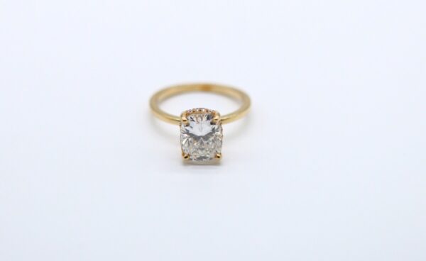 2.15 ct Lab Grown Cut Cushion Accented With Solitaire Diamond Ring