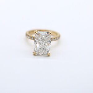 3 ct Lab Grown Emerald Accented With Solitaire Diamond Ring