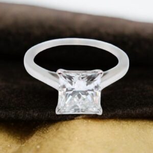 2 ct Lab Grown Princess Solitaire Diamond Ring - Image 4