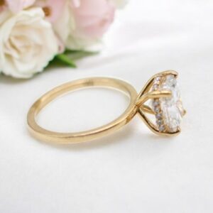 2.15 ct Lab Grown Cut Cushion Accented With Solitaire Diamond Ring - Image 3