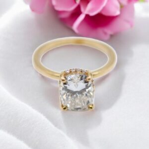 2.15 ct Lab Grown Cut Cushion Accented With Solitaire Diamond Ring - Image 4
