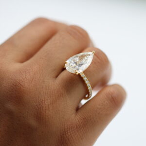3.20 ct Lab Grown Pear Cut Accented With Solitaire Diamond Ring - Image 9
