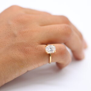 2.15 ct Lab Grown Cut Cushion Accented With Solitaire Diamond Ring - Image 2