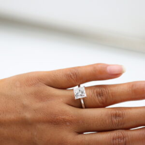 2 ct Lab Grown Princess Solitaire Diamond Ring - Image 3