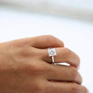 2 ct Lab Grown Princess Solitaire Diamond Ring - Image 2