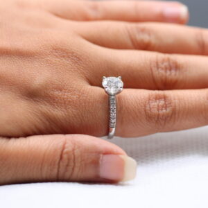 2 ct Lab Grown Round Accented With Solitaire Diamond Ring - Image 9