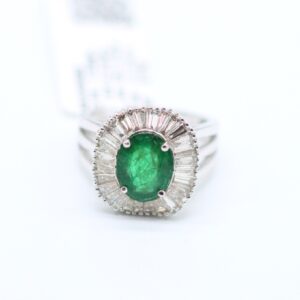 4.50 ct Lab Grown Emerald with Diamond Ring