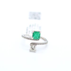2.5 ct Lab Grown Emerald and Diamond Ring