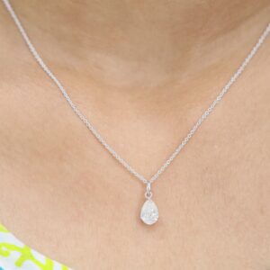 2 ct Pear Cut Lab Grown Diamond Solitaire Pendant with Chain