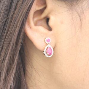 3 ct Lab Grown Round & Pear Cut Drop Dangle Diamonds Earing