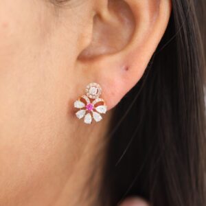 2 ct Lab Grown Drop Dangle Solitaire With Accented Diamond Earing